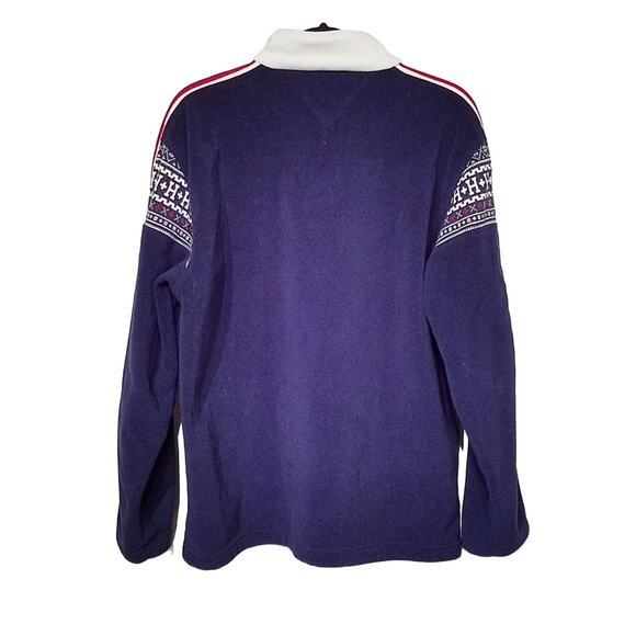 Tommy Hilfiger Spell out Blue Fair Isle 1/4 zip Fleece Sweater Men's Med - Picture 4 of 8